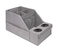 Car Seat Organiser, Backseat Storage with 12 Compartments, 2 Cup Holders, Collapsible Waterproof Boot Organizer Durable Oxford Fabric for Car, Truck, Van (Front & Back Seats) (Grey)