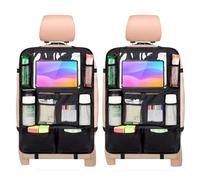 Car Seat Organizer, 2 Pack Backseat Car Organizer for Kids, Waterproof Car Back Seat Organiser, 45x65cm Foldable Durable Storage Bag for Travel with Tablet Holder, 9 Pockets, Kids Toy Storage, Black