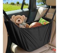 Car Seat Organizer, Large Capacity Passenger Car Seat Back Hanging Bag, Portable Foldable Collapsible Backseat Storage Travel Bag, Shopping Shoulder Bags, Reusable Tote with Drawstrings, Black