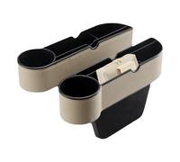 Car Seat Organizer - Leather Filler 2-in-1 with Cup Holder | Seat Storage Box for Phone, Wallet, Keys and Sunglasses | Stylish Console Accessory for Gui
