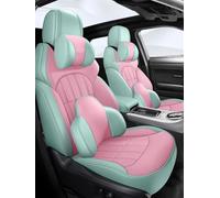 Car Seat Protector Custom Leather Car Seat Cover For Dodge For Challenger 2012-2015 Accessories Interior Full Set Automobiles Car Seat Cushion Cover(Pink Green,Luxury)