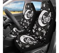 Car Seat Protector Gothic Moon Butterfly 2 Pcs Bucket Seats Covers Soft Front Seats Cushion Cover Dirty-Proof Car Seat Cover For Truck, Car, Suv, 52X138Cm