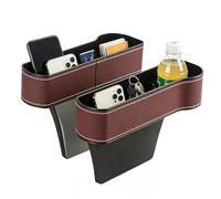 Car Seat Space Filler - Premium Faux Leather Pockets, Extra Space Includes Cup Holder, Side Pocket for Filling Empty Spaces | Road Trip