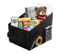 Car Seat Storage Organiser,Multi-compartment Foldable Cars Boot Organiser Storage with Handle for Front and Back Seats,Portable Cars Box for Toys,Clothes,Snacks (Black)