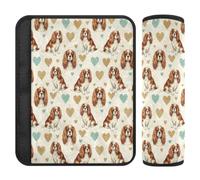 Car Seat Strap Pads, Soft Fleece 2 Pack, Beautiful Dogs Pattern | Eases Shoulder Pressure, Cotton Filled Pair, Washable Reusable Design for Car Seat Belts