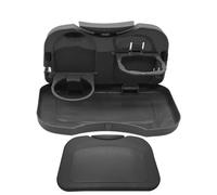 Car Seat Table, Folding Backseat Desk, 10x6 Inches Size Compact and Portable Design, Drink Holder for Laptop Dining, Travel Use, Work Road Trip Car Accessory, Both Adults and Teens, Black