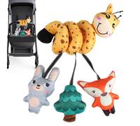 Car Seat Toys Babies, High Contrast Crib Mobile Toy, 18.7/18/12.9 Inches, Soft Plush Rattle Attachment, Sensory Visual Stimulation Aid for Travel Distraction, Silver