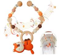 Car Seat Toys Chewable Cute Fox Baby Hanging Toys with Bell Attract Attention & Easy to Grab for Crib Stroller Car Travel Baby Sensory Carseat Hanging Crib Stroller