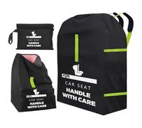 Car Seat Travel Bag for Airplane, Portable CarSeat Cover with Shoulder Strap, Premium Gate Check Bags Fits All Baby Infant Carriers & Booster & Convertible, Baby Air Travel Essentials (Black--A)