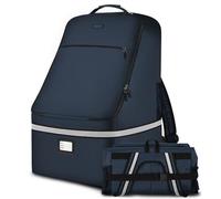 Car Seat Travel Bag - Padded Car Seat Carrier with Steel Cable Handle and Reflective Stripes, Large Durable Airport Gate Check Bag, Blue