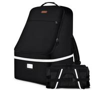 Car Seat Travel Bag,Padded Car Seats Backpack with Steel Cable Handle and Reflective Stripes, Large Carseat Carrier Bag,Airport Gate Check Bag,Infant Seat Travel Bag with Shoulder Strap,Black