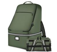 Car Seat Travel Bag,Padded Car Seats Backpack with Steel Cable Handle and Reflective Stripes, Large Durable Carseat Carrier Bag,Airport Gate Check Bag,Infant Seat Travel Bag with Shoulder Strap,Green