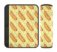 Car Seatbelt Cover, Soft Fleece 2 Pack, Hot Dogs | Fit For Straps, Size Pair, Washable Reusable Design for Car Seat Belts