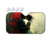 Car Shade A Couple In Love, Embracing Against A Vibrant, Splattered Background Car Windshield Sunshade Sunshade Windshield Sun Shade(70x130cm)