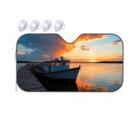 Car Shade Boat Docked At Sunset With Vibrant Sky Car Windshield Sunshade Umbrella Windshield Sun Shade Sun Cover For Car Wi(76x140cm)