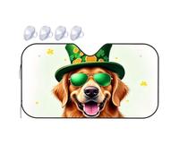 Car Shade St. Patrick'S Day Dog With Green Hat And Sunglasses Car Windshield Sunshade Sun Shade For Car Windshield Blackout Shade(70x130cm)