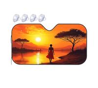 Car Shade Sunset Serenity: A Woman By The Lake Car Windshield Sunshade Sun Shade For Car Windshield Blackout Shade(76x140cm)