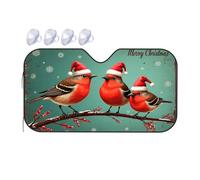 Car Shade Three Birds Wearing Santa Hats On A Branch With Berries Car Windshield Sunshade Umbrella Windshield Sun Shade Sun Cover For Car Wi(70x130cm)