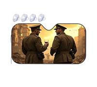 Car Shade Two Soldiers In Uniform Share A Glass Of Wine Amidst Ruins Car Windshield Sunshade Car Shade Sunshade For Car(76x140cm)