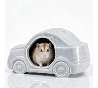 Car Shaped Ceramic House, Cool Sleeping Hut, All-Season Cooling Small Animal Cave For Dwarf Hamster, Gerbil, Small Rodent(Grey)