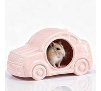 Car Shaped Ceramic House, Cool Sleeping Hut, All-Season Cooling Small Animal Cave For Dwarf Hamster, Gerbil, Small Rodent(Pink)