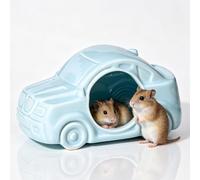 Car Shaped Ceramic House, Cool Sleeping Hut, All-Season Cooling Small Animal Cave For Dwarf Hamster, Gerbil, Small Rodent(Blue)