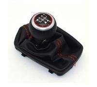 Car Shift Knob Car Gear Shift Shifter Knob Lever Handle Head with Leather DustProof Cover for Fit for A4 B6 B7 2000-2008 Manual 5 6 for Speed(5 Speed-Red 02)