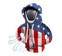Car Shift Knob Hoodie - Shifter Knob Cover, Hooded American Flag Pattern Decorative Gear Shift Cover, Adjustable Dustproof Car Interior Protector | Universal Shifter Sleeve for Cars, Trucks, Pickups,