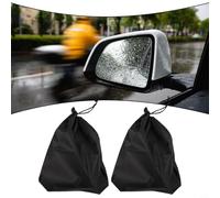 Car Side Mirror Protectors Pair Snow Ice Frost Shield Windproof Cover With Drawstring For Vehicles Black Coated Silver Polyester Taffeta And Oxford Cloth Winter Driving Gear 33x27cm