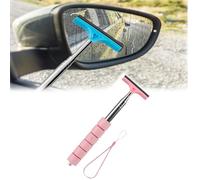 Car Side Mirror Squeegee,Retractable Wing Mirror Wiper Cleaner,Retractable Auto Glass Squeegee,Water Cleaner with Telescopic Long Rod,for Rainy Foggy Weather,Universal Automotive Accessories (pink)