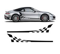 Car Side Skirt stripe decal Decals, for Porsche 911 997 991 992 GT3 RS Turbo Carrera 4S Car Side Stripes Checkered Flag Checkerboard Door Decals