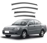 Car side window deflectors for Chery Fora 2006-2010 model - rain protection & improved airflow for enhanced driving comfort. Smart auto upgrade solution.