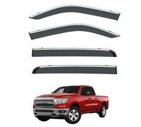 Car Side Window Deflectors for Dodge Ram 1500 Pickup Truck MK5-DT 2019-2021, PC Adhesive Mount Rain Guards with Bright Strip Ventilated Weather Shield