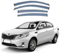 Car side window deflectors for Kia K2 Sedan QB 2011-2016 model - rain protection & improved airflow for enhanced driving comfort. Smart auto upgrade solution.