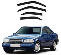 Car side window deflectors for Mercedes-Benz C-Class W202 1992-2000 model - rain protection & improved airflow for enhanced driving comfort. Smart auto upgrade solution.