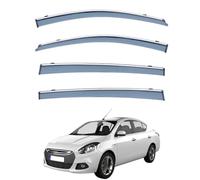Car Side Window Deflectors for Renault Scala Sedan MK2-N17 2012-2017, PC Adhesive Mount Rain Guards with Bright Strip Ventilated Weather Shield