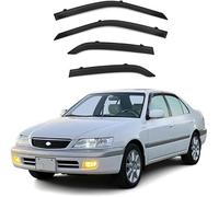 Car side window deflectors for To-yota Corona T210 1996-2001 model - rain protection & improved airflow for enhanced driving comfort. Smart auto upgrade solution.