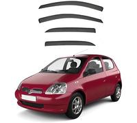 Car side window deflectors for TOYO-TA YARIS Hatchback XP10 1999-2004 model - rain protection & improved airflow for enhanced driving comfort. Smart auto upgrade solution.