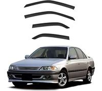 Car side window deflectors for Toyota Carina T210 1996-2001 model - rain protection & improved airflow for enhanced driving comfort. Smart auto upgrade solution.