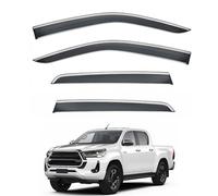Car Side Window Deflectors for Toyota Hilux Conquest MK8-AN120-AN130 2015-2025, PC Adhesive Mount Rain Guards with Bright Strip Ventilated Weather Shield
