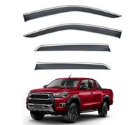 Car Side Window Deflectors for Toyota Hilux Revo Rocco MK8-AN120-AN130 2015-2025, PC Adhesive Mount Rain Guards with Bright Strip Ventilated Weather Shield