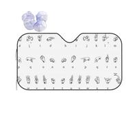 Car Sign Language Alphabet Print Windshield Sunshade,Foldable Reflective Uv Heat Shield,Universal Fit,Keeps Interior Cool
