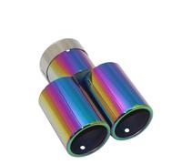 Car Silencers Car Styling Mufflers Exhaust Tail Throat Pipe Tip Flat Universal Straight Stainless Steel Multi-size Dual Outlet Muffler Exhaust Pipe Muffler(Multicolor 63MM)