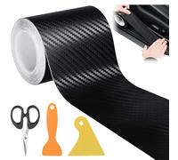 Car Sill Protectors Strips, 1PCS Car Door Sill Protector, Black Carbon Fiber Wrap Film Door Protector with Scraper Scissors for SUV/Truck(7cmx5m)