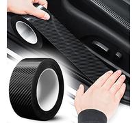 Car Sill Protectors Strips Car Door Sill Protector Black Carbon Fiber Wrap Film, Reducing Scuff, Universal Carbon Fiber Door Sill Kick Plate Protector Covers for Car/SUV/Truck (5CM*5M)