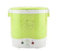 Car Small Rice Cooker, 1L Mini Electric Travel Rice Maker for 2-4 People | 12V 100W warm function, removable steamer tray, measuring cup and spatula portable food warmer mini food steamer(green)