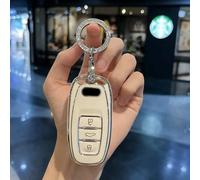 Car Smart Key Fob Shell Accessories Keyless Entry Remote Control Attachment，for Audi A1 A3 A4 A5 A6 A7 A8 Quattro Q3 Q5 Q7 S4 S5 S6 S7 S8 R8 TT (White Set)