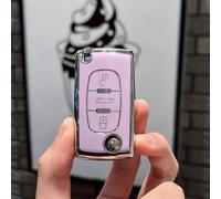 Car Smart Key Fob Shell Accessories Keyless Entry Remote Control Attachment，for Citroen C2 C3 C4 C5 C6 Xsara Berlingo for Peugeot 207 307 308 407 607 807 (3 Buttons-Purple)