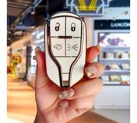 Car Smart Key Fob Shell Accessories Keyless Entry Remote Control Attachment，for Maserati Ghibli 2014 to 2019 (White)