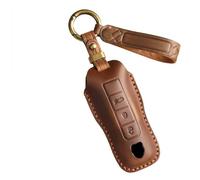 Car Smart Key Fob Shell Accessories Keyless Entry Remote Control Attachment，for Porsche Luxury Leather Car Key Cover Macan 718 Cayenne Paramera 911 958 taycan (A Brown)